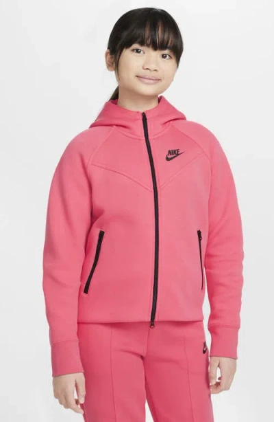 Nike Kids' Tech Fleece Full Zip Hoodie In Aster Pink/ Black/ Black