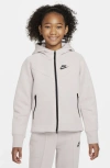 Nike Sportswear Tech Fleece Big Kids' (girls') Full-zip Hoodie In Platinum Violet/ Black/ Black