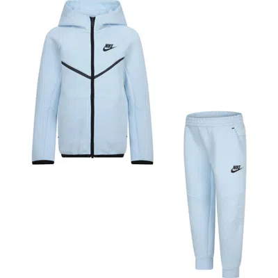Nike Kids' Tech Fleece Zip Hoodie & Joggers Set In Glacier Blue