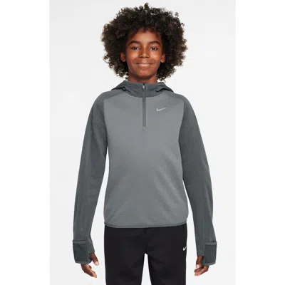 Nike Kids' Therma-fit Fleece Half Zip Pullover In Gray