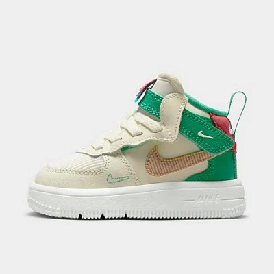 Nike Babies'  Kids' Toddler Air Force 1 Mid Easyon Se Casual Shoes (2c-7c) In Coconut Milk/pink Rise/stadium Green/hemp