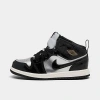 Nike Jordan Kids' Toddler Air Retro 1 Mid Se Casual Shoes In Black/metallic Gold/metallic Silver/sail
