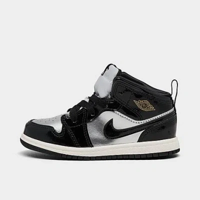 Nike Babies' Jordan Kids' Toddler Air Retro 1 Mid Se Casual Shoes In Black/metallic Gold/metallic Silver/sail