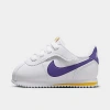 Nike Babies'  Kids' Toddler Cortez Easyon Casual Shoes (2c-7c) In White/varsity Maize/varsity Purple
