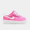 Nike Babies'  Kids' Toddler Force 1 Low Easyon Stretch Lace Casual Shoes (c-7c) In Playful Pink/white