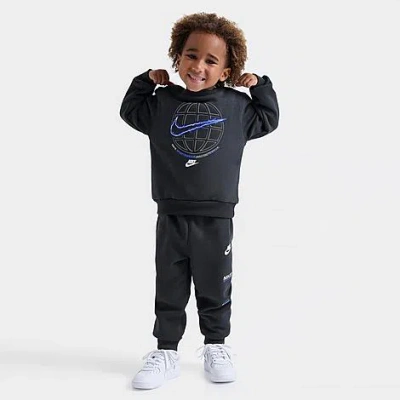 Nike Babies' Kids Toddler Globe Crewneck Sweatshirt And Jogger Pants Set In Black