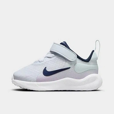 Nike Kids' Toddler Revolution 7 Stretch Lace Running Shoes In Football Grey/lilac Bloom/lilac/midnight Navy