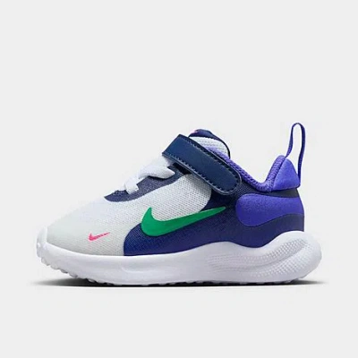 Nike Babies'  Kids' Toddler Revolution 7 Stretch Lace Running Shoes In White/persian Violet/midnight Navy/stadium Green