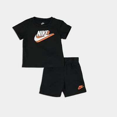 Nike Babies'  Kids' Toddler Shadow Futura T-shirt And Shorts Set In Black/safety Orange