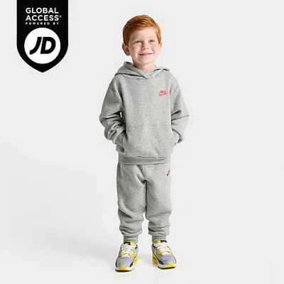 Nike Babies' Kids Toddler Sportswear Graphic Hoodie And Joggers Set In Gray