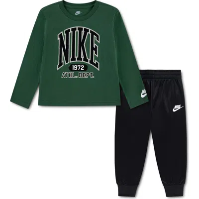 Nike Kids' Varsity Long Sleeve Tee & Joggers Set In Black
