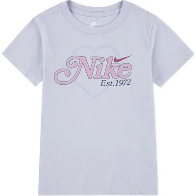 Nike Kids' Varsity Prep Heart Cotton Blend Graphic T-shirt In Blue