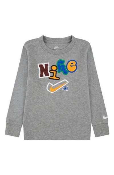 Nike Kids' Varzity Long Sleeve Graphic T-shirt In Gray