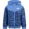 Nike Kids' Water Resistant Hooded Windrunner Jacket In Blue