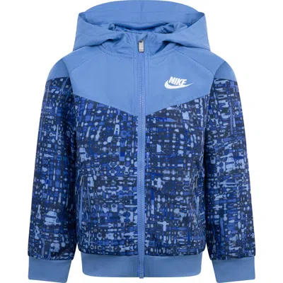 Nike Kids' Water Resistant Hooded Windrunner Jacket In Blue