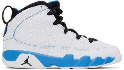 Nike Kids White & Blue Jordan 9 Retro Little Kids Sneakers In 401811-101