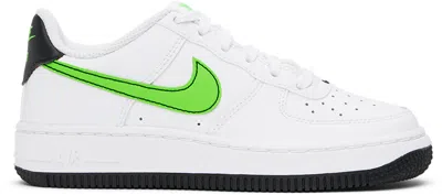 Nike Kids White & Green Air Force 1 Little Kids Sneakers In White/green