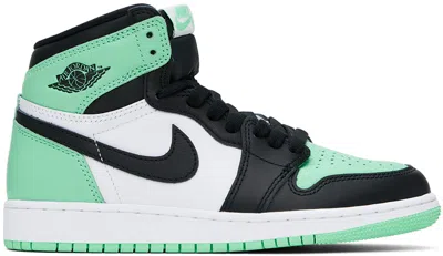 Nike Kids White & Green Air Jordan 1 High Og Big Kids Sneakers In White/black-green Gl