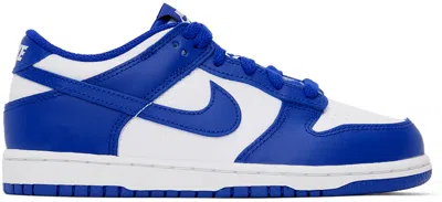 Nike Kids White & Navy Dunk Low Little Kids Sneakers In White/concord
