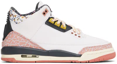 Nike Kids White & Pink Jordan 3 Retro Big Kids Sneakers In 441140-100