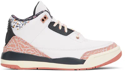 Nike Kids White & Pink Jordan 3 Retro Little Kids Sneakers In Fq9174-100