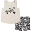 Nike Kids' Wild Flower Tank & Bike Shorts Set In Black