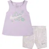 Nike Kids' Wild Flower Tank & Bike Shorts Set In Purple