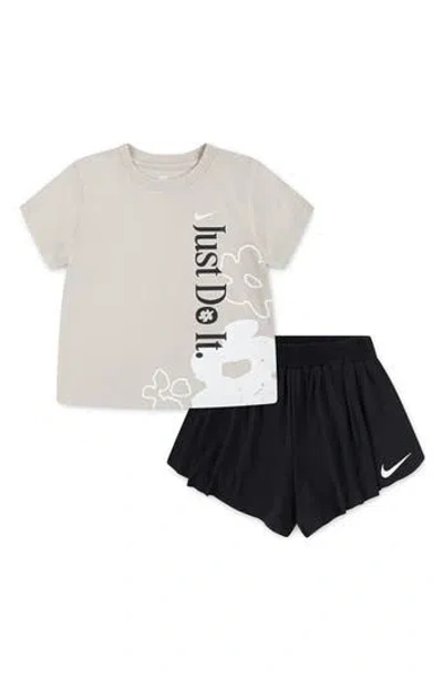 Nike Kids' Wildflower Graphic T-shirt & Shorts Set In Gray