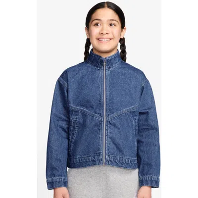 Nike Kids' Windrunner Denim Jacket In Blue
