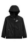 Nike Kids' Windrunner Water Resistant Hooded Jacket In Black