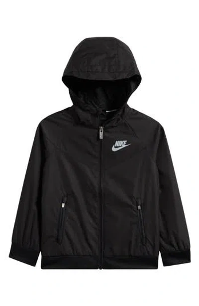 Nike Kids' Windrunner Water Resistant Hooded Jacket In Black