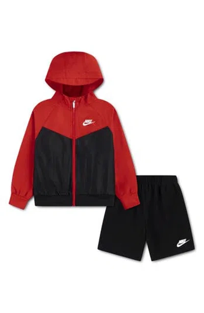 Nike Kids' Windrunner Zip Hoodie & Shorts Set In Black