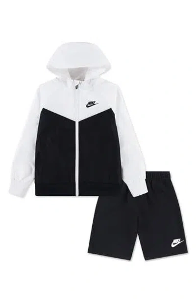 Nike Kids' Windrunner Zip Hoodie & Shorts Set In Black