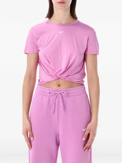 Nike Knot Cropped T-shirt In Pink