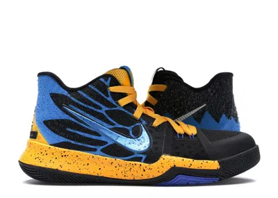 Pre-owned Nike Kyrie 3 What The Kyrie Sneakers In University Gold/blue Glow/black In Multi