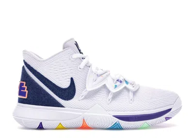 Pre-owned Nike Kyrie 5 Denim Sneakers In White/deep Royal Blue/glacier Blue