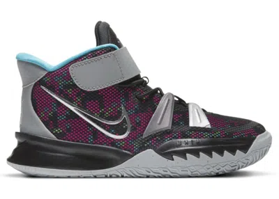 Pre-owned Nike Kyrie 7 Pixel Camo Sneakers In Black/light Smoke Grey/blue Fury