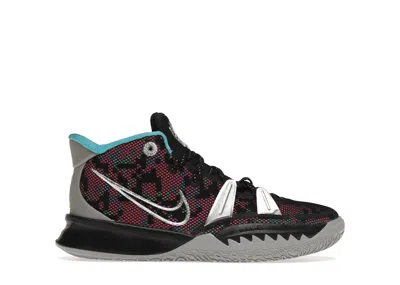 Pre-owned Nike Kyrie 7 Pixel Camo Sneakers In Black/light Smoke Grey/blue Fury In Multi