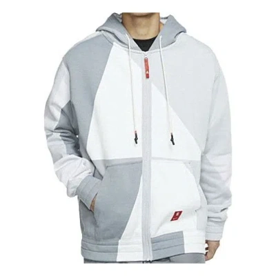 Nike Kyrie Irving Zipper Basketball Sports Fleece Lined Hooded Jacket Gray In Blue