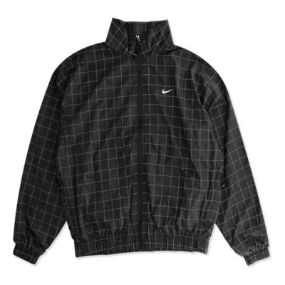 Nike Lab Casual Sports Woven Plaid Reflective Jacket Black