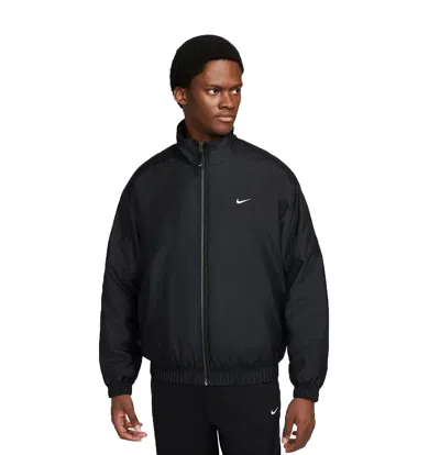 Nike Lab Solo Swoosh Satin Bomber Jacket 'black Kumquat'
