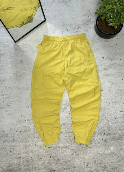 Pre-owned Nike Lab Solo Swoosh Track Nylon Joggers Pante Baggy Drill In Yellow