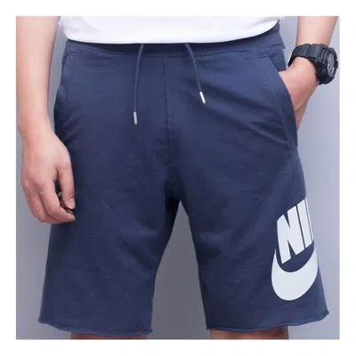 Nike Large Logo Printing Breathable Drawstring Sports Shorts Blue