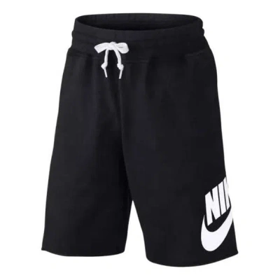Nike Large Logo Printing Elastic Waistband Drawstring Sports Shorts Black