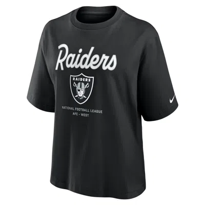 Nike Las Vegas Raiders Essential Script Boxy  Women's Nfl T-shirt In Black