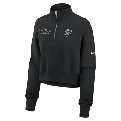 Nike Las Vegas Raiders Phoenix  Women's Nfl Cropped 1/4-zip Crew In Black