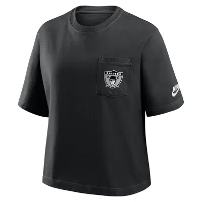 Nike Las Vegas Raiders Rewind Pocket Boxy  Women's Nfl T-shirt In Black