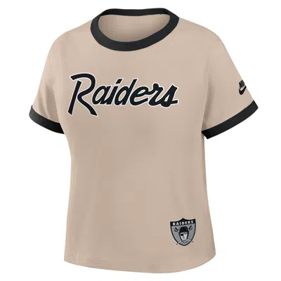 Nike Las Vegas Raiders Rewind Ringer Mod  Women's Nfl Cropped T-shirt In Brown