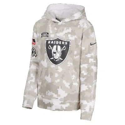 Nike Las Vegas Raiders Salute To Service Primary Edge Club Big Kids'  Nfl Pullover Hoodie In White