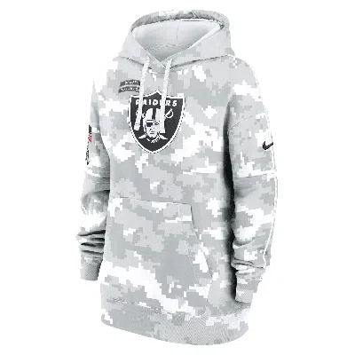 Nike Las Vegas Raiders Salute To Service Primary Edge Club  Women's Nfl Pullover Hoodie In White